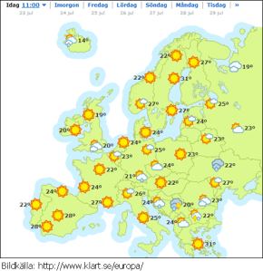 Europaväder 23 juli